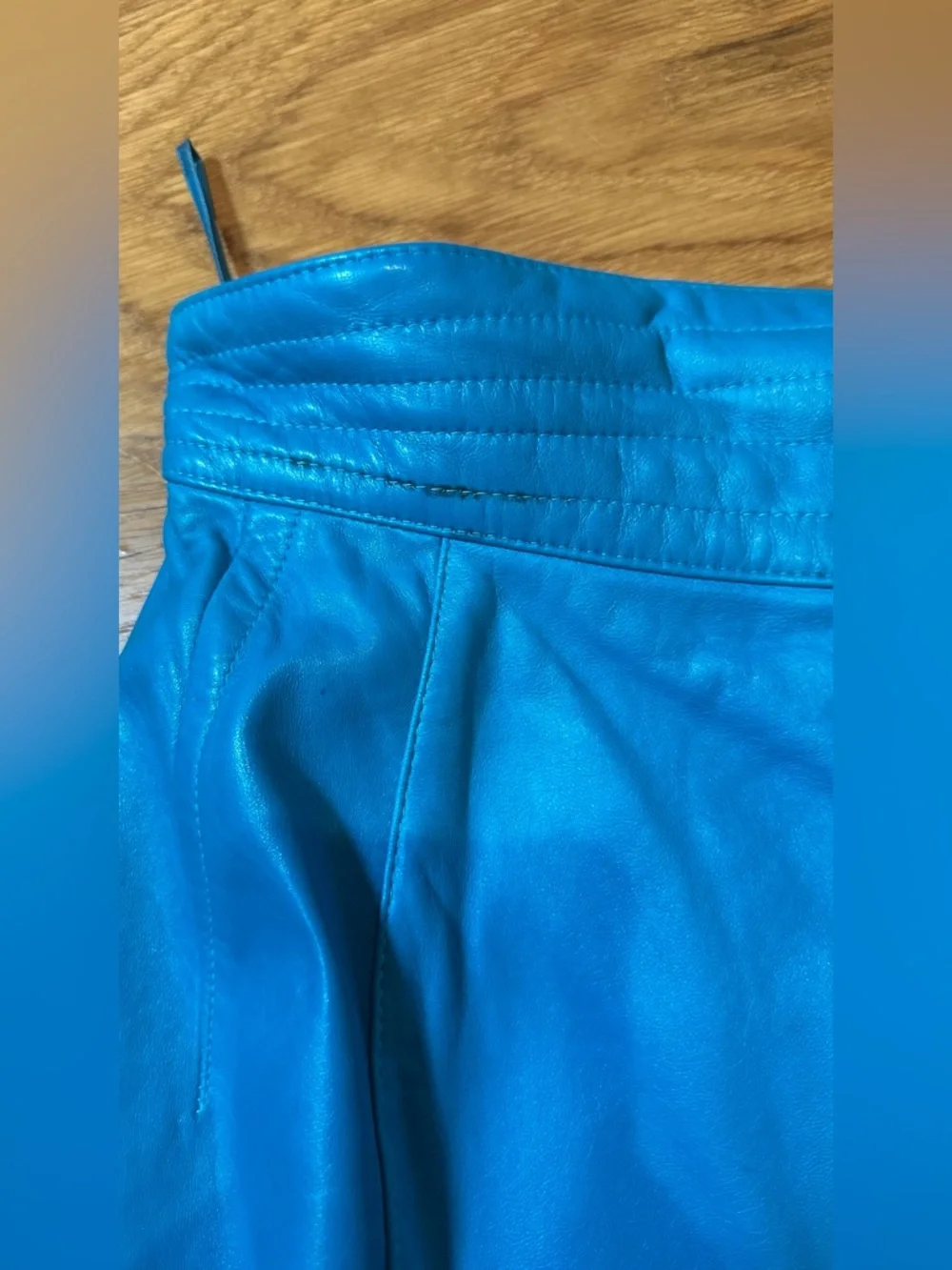 Vintage ESCADA Blue Leather Skirt